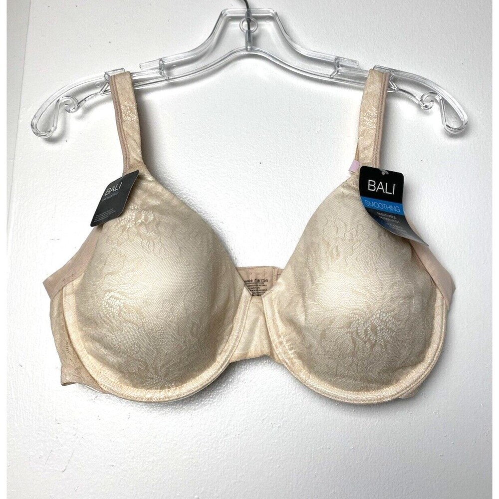 Bali Bra Size 36D Nude Natural Smoothing Convertible Floral Mesh